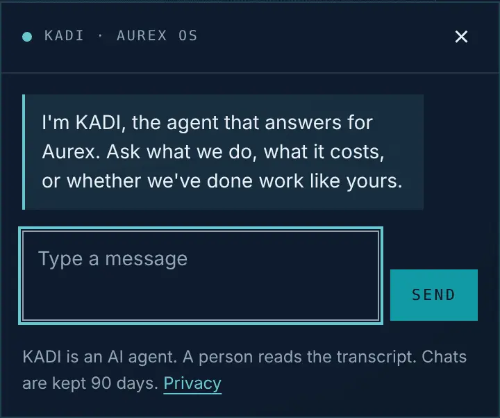 KADI, the live specialist, answering on aurexcreative.com
